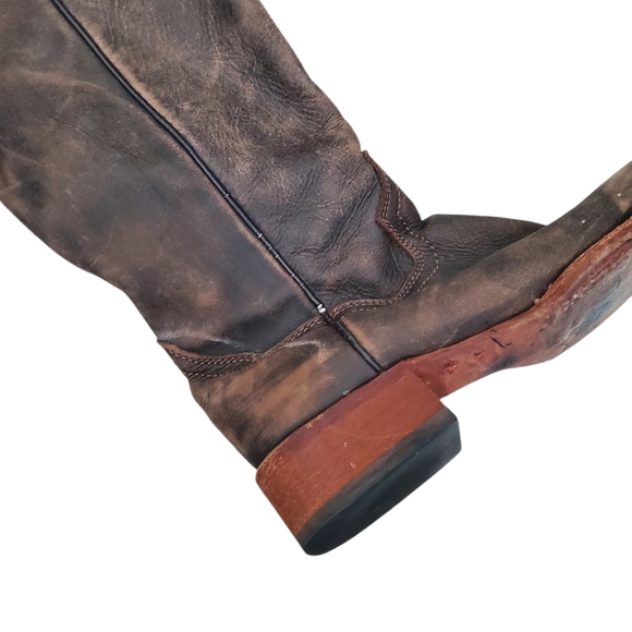 Dan Post Distressed Leather Square Toe Studded Boots Size 7.5 Style 3296 - Picture 4 of 13
